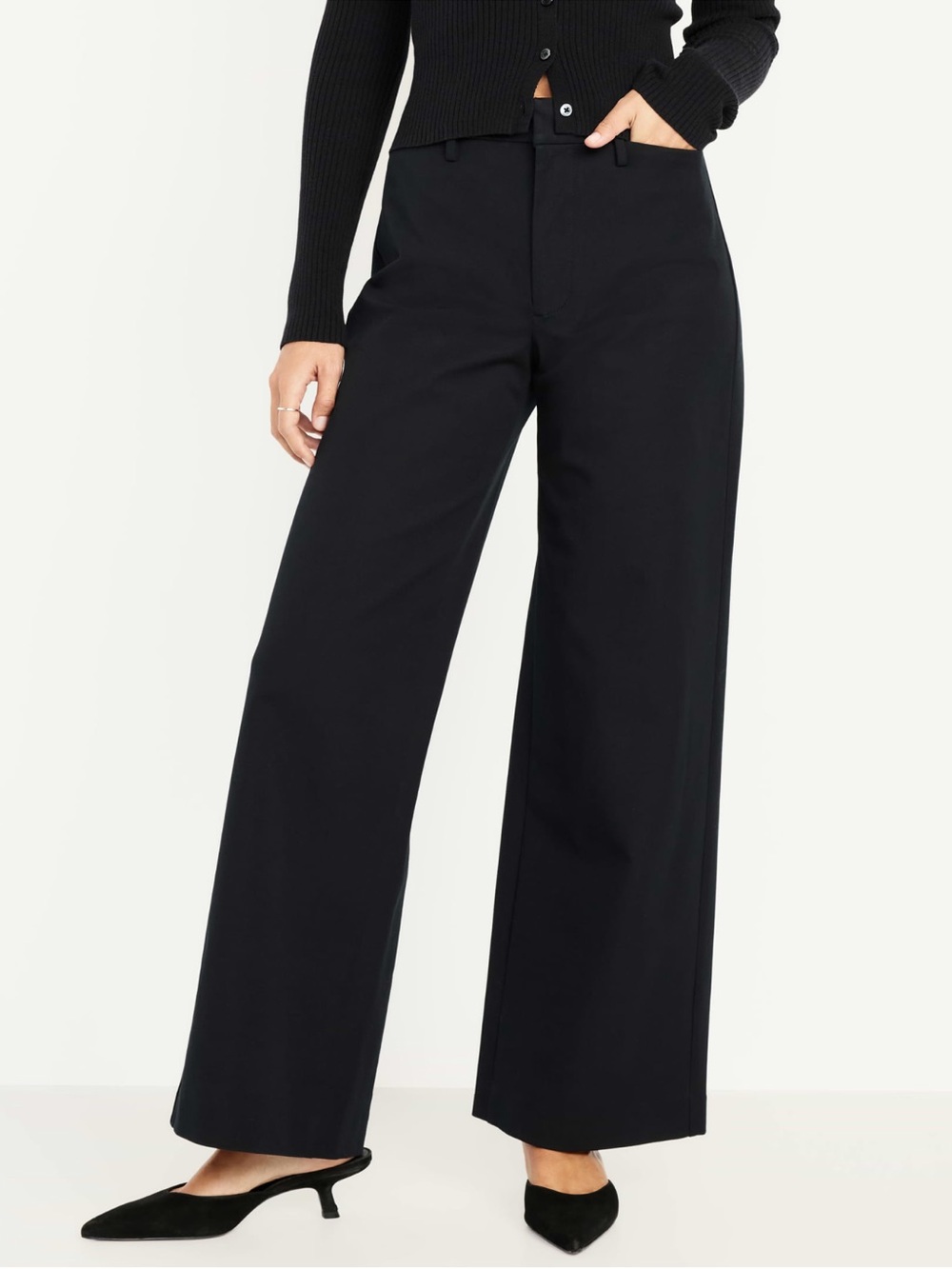 Wide-Leg High-Rise Women’s Pants - Black